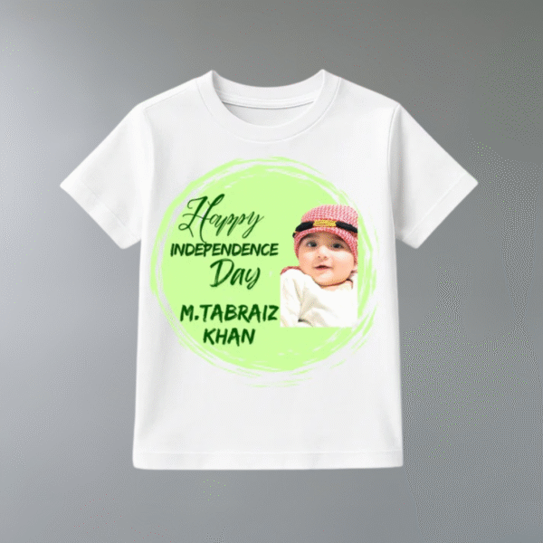 Happy independence Custom Name with Picture Baby Shirt round | Azadi Shirt