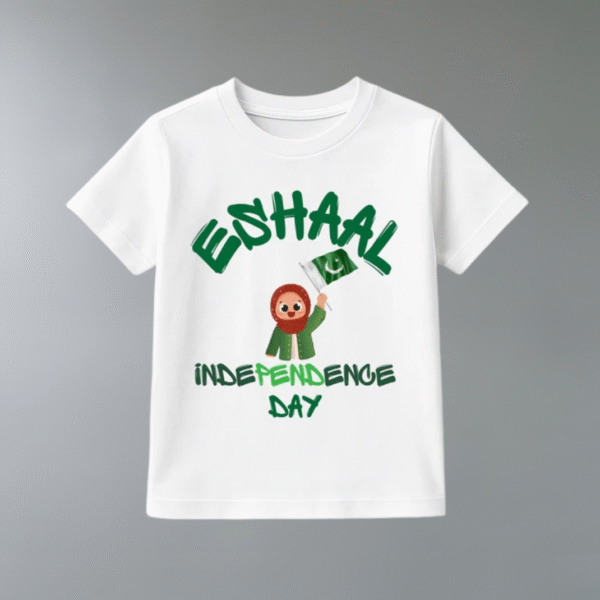 Customized 1st Independence Day Girl Holding Flag | Azadi Shirt